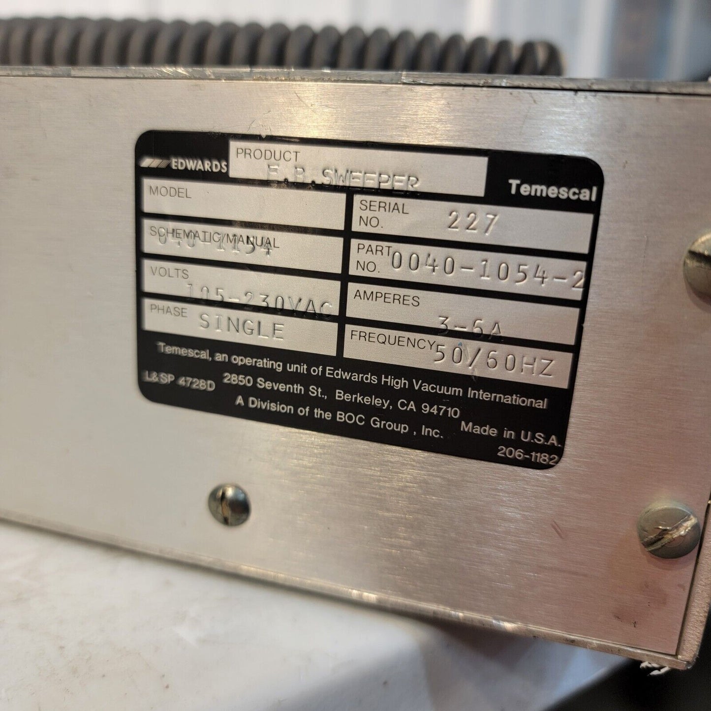 Airco Temescal XY FB Sweep BOC Coating Technology Programmable Sweep 0040-1054-2