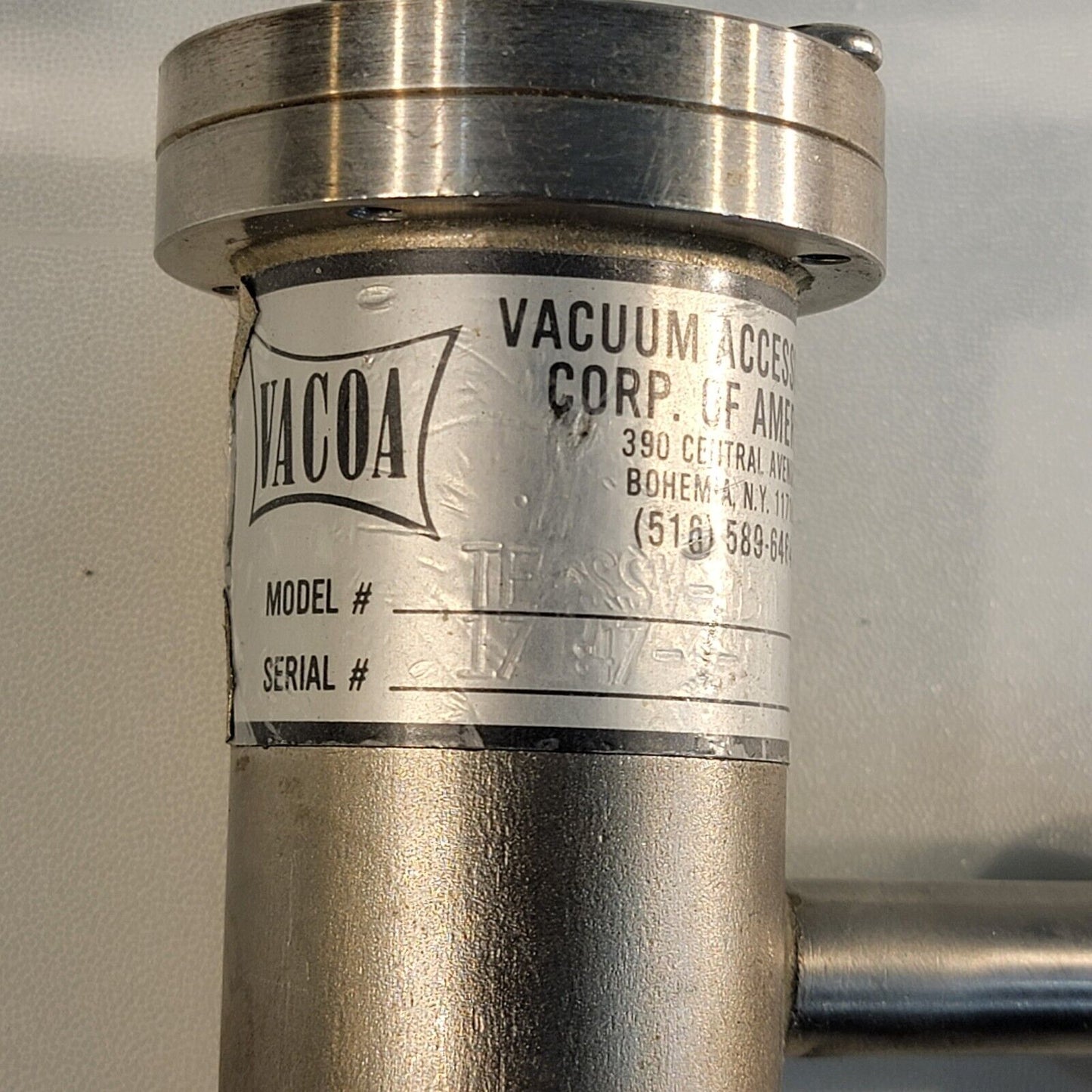 Vacoa Vacuum Accessory Corp TE-ASSV-050 Bellows Sealed Angle Valve Manual KF16