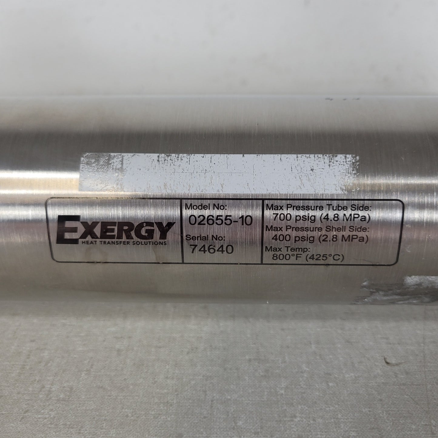 Exergy 02655-10 Double Tubesheet Shell Tube Sanitary Heat Exchanger 20.3sqft