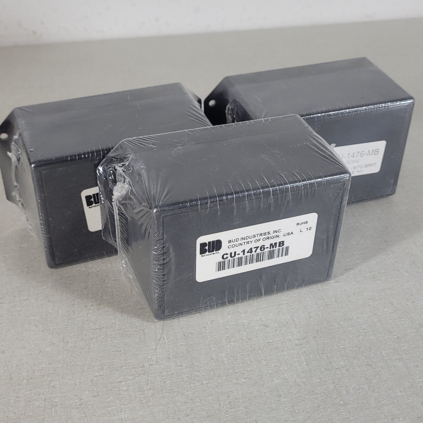 3 Units Bud Industries CU-1476-MB Utilibox ABS Plastic Enclosure Boxes w/Flanges