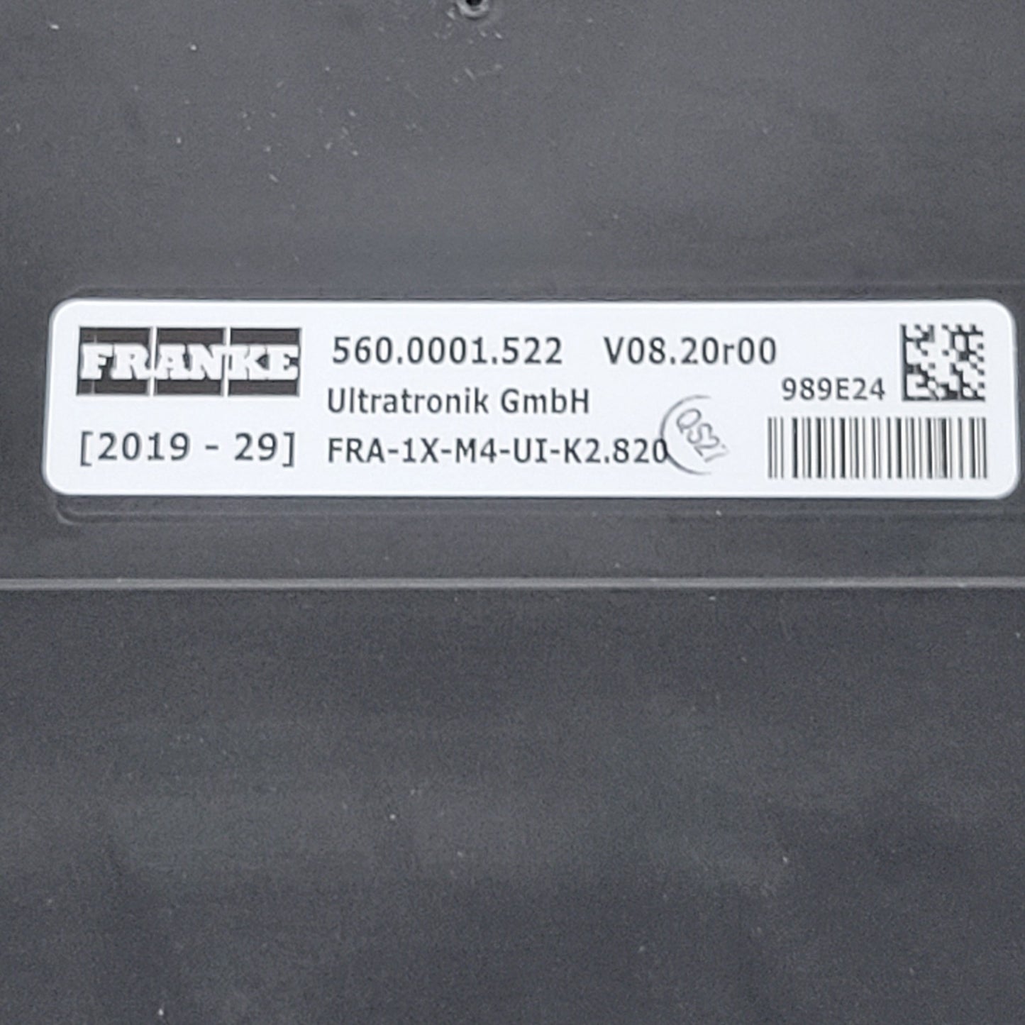 Franke 560.0001.522 A800 10.4" Touchscreen Operator Control Panel Display V08.20