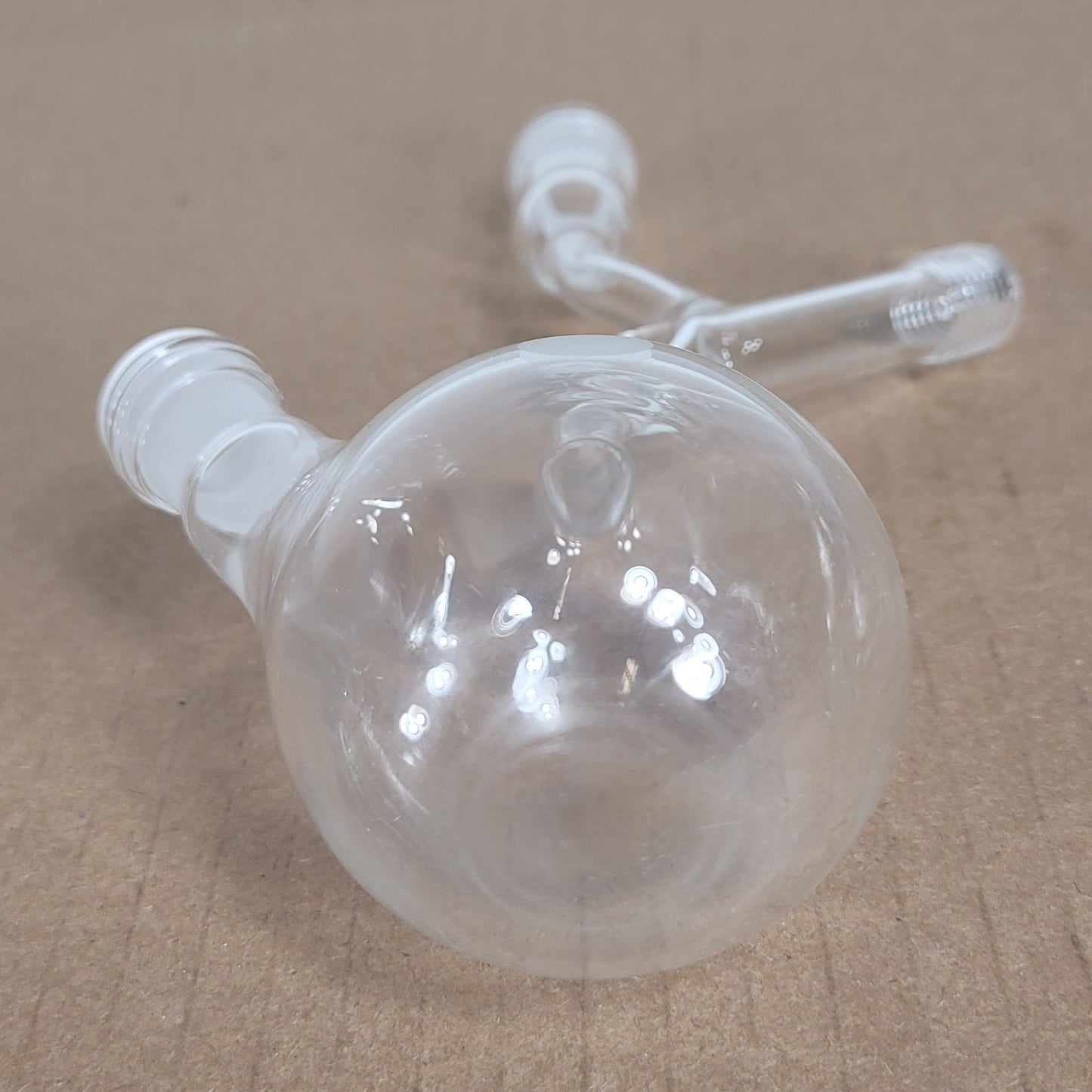 Chemglass Schlenk Distillation Bulb 100mL 14/20 CN SN Threaded Plunger Side Arm
