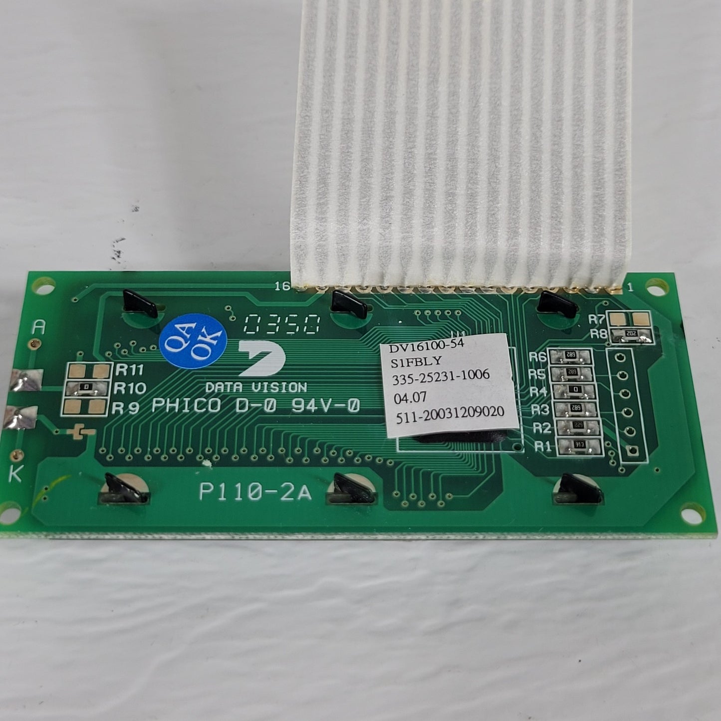 Data Vision DV16100-54 S1FBLY 16x1 Character LCD Module Yellow Green Backlight