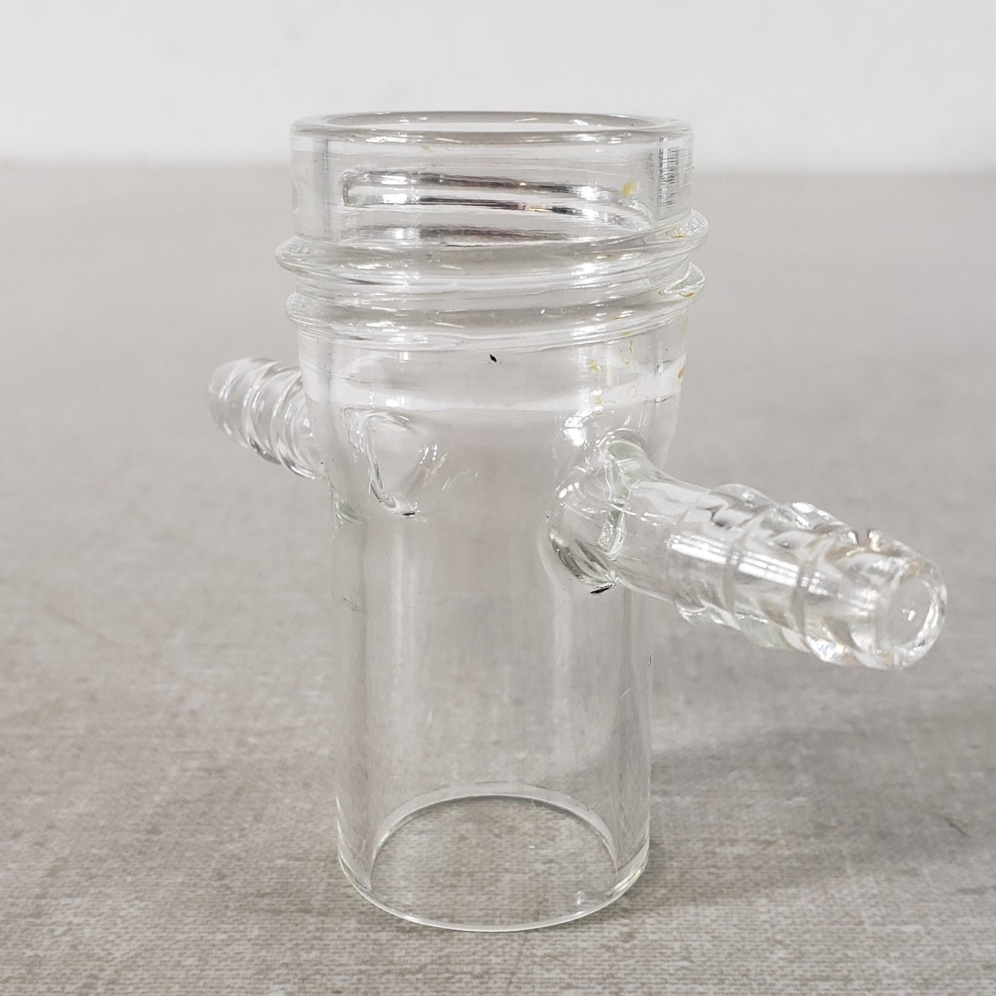 Glass Vacuum Adapter GL32 Top Thread 1" OD Bottom Tube 180° 3/8" Inlet Hose Tube