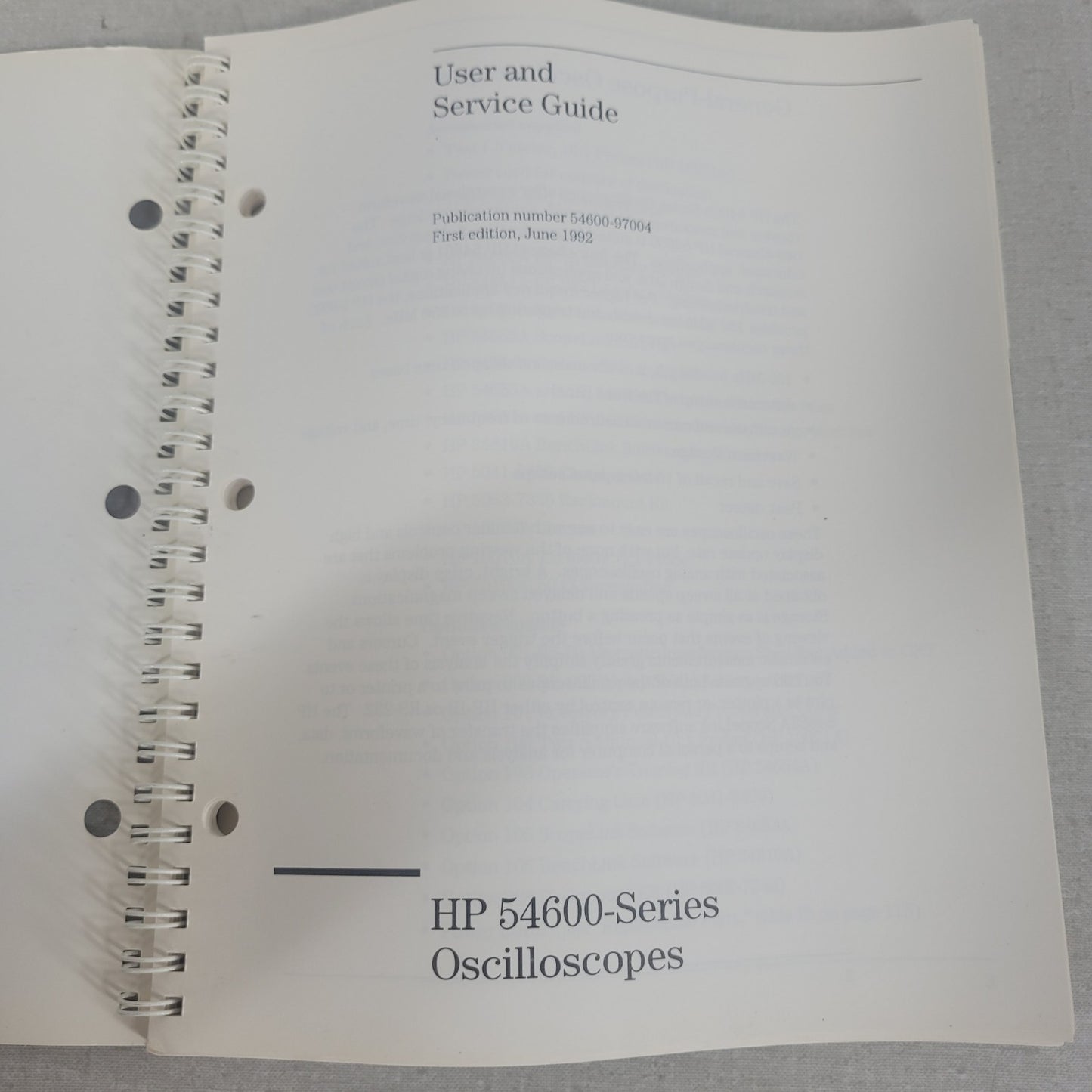 Hewlett Packard HP 54600-Series Oscilloscopes User Service Guide 54600-90915