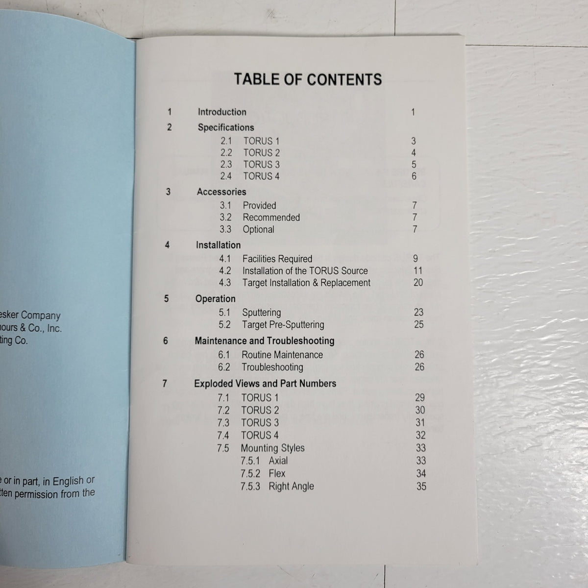 Kurt J Lesker TORUS Magnetron Sputtering Sources Install Operation Manual 3rd Ed