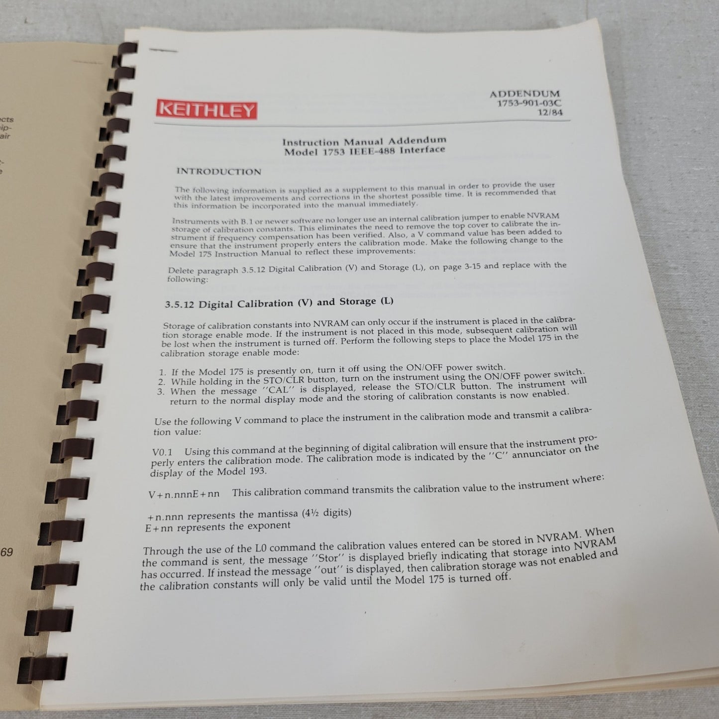 Keithley 1753 IEEE-488 Interface Instruction Manual 1753-901-01C May 1984