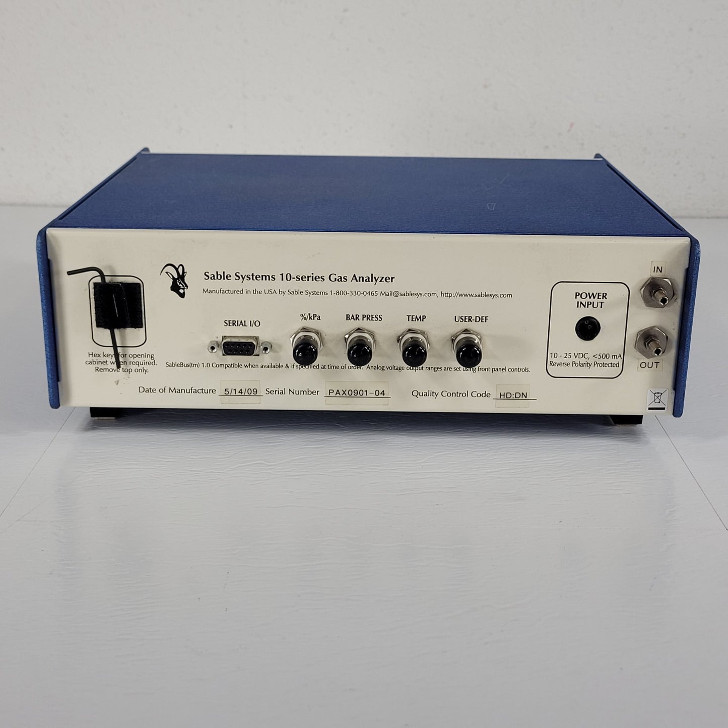 TESTED Sable Systems PA-10 Paramagnetic O2 Analyzer 0-100% Range 0.0001% Res.