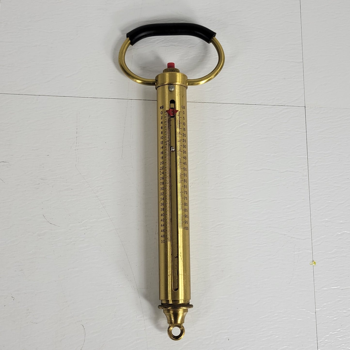 Chatillon IN-100M 100lb 50kg Brass Hanging Spring Scale Peak Pointer No Hook