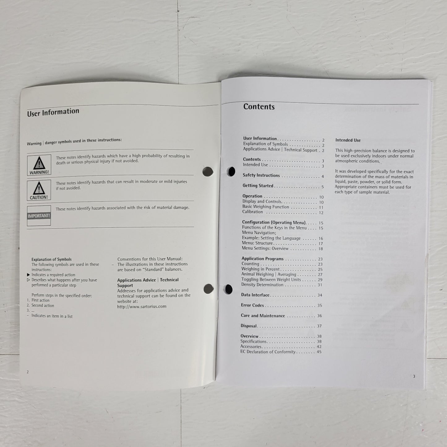 Sartorius Entris 98648-019-79 Laboratory Balance Operating Manual OEM