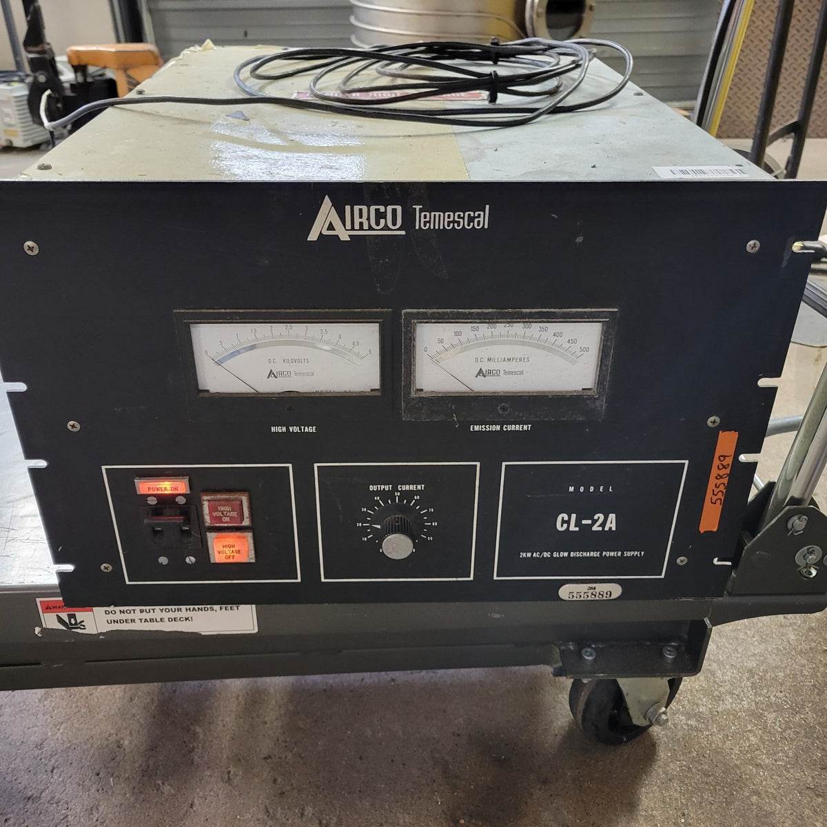 Airco Temescal CL-2A 5kV 2kW Glow Discharge Plasma Power Supply Powers On