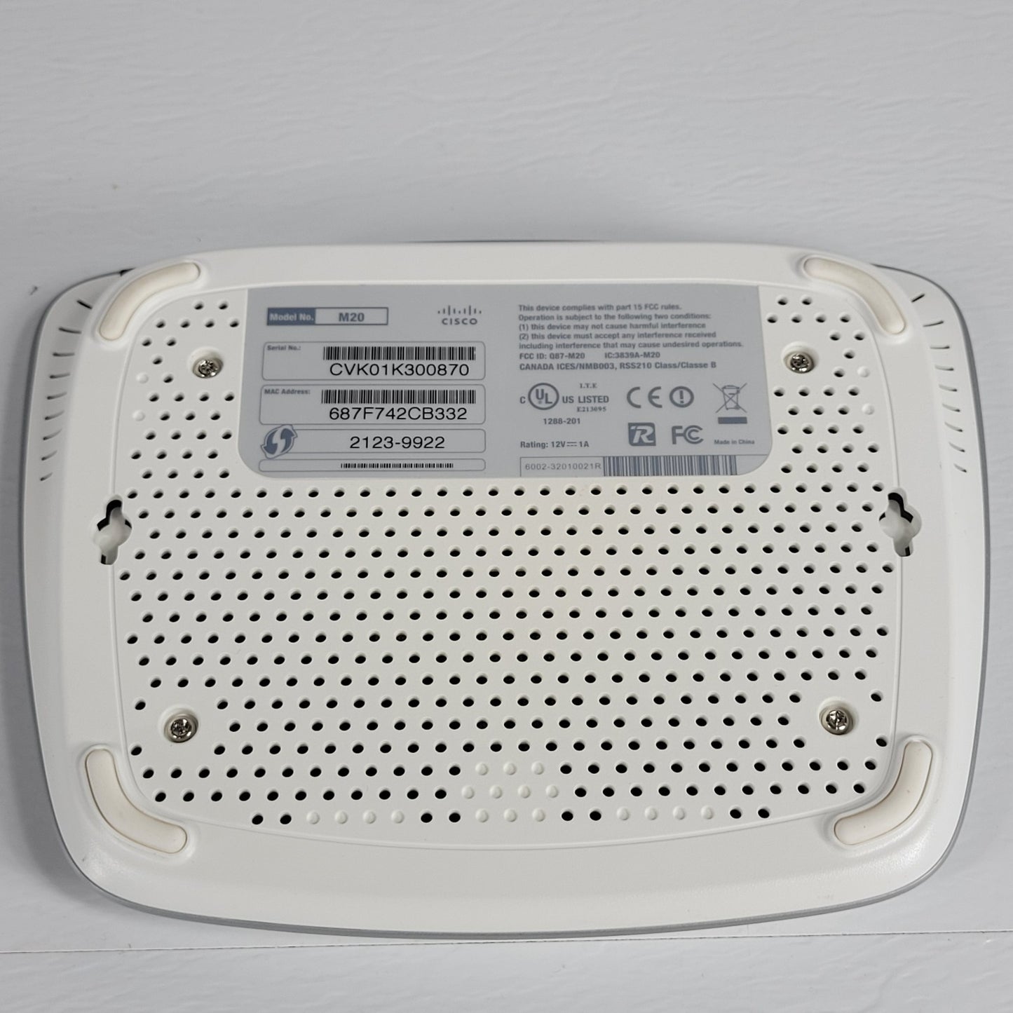 Cisco M20 Valet Plus Wireless Router Wi-Fi N300 4-Port LAN Home Internet