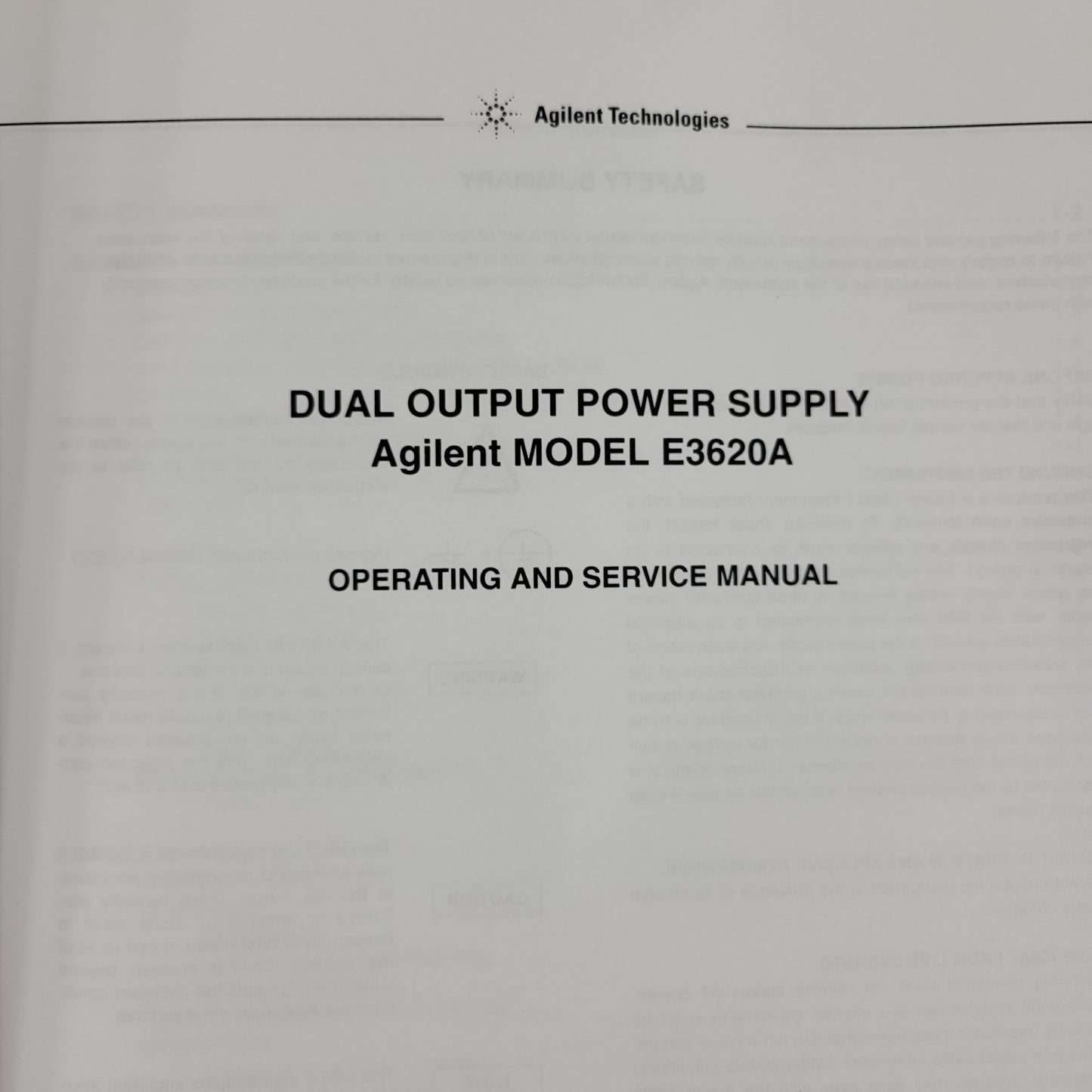 Agilent E3620-90001 E3620A DC Power Supply Operating Service Manual Edition 6