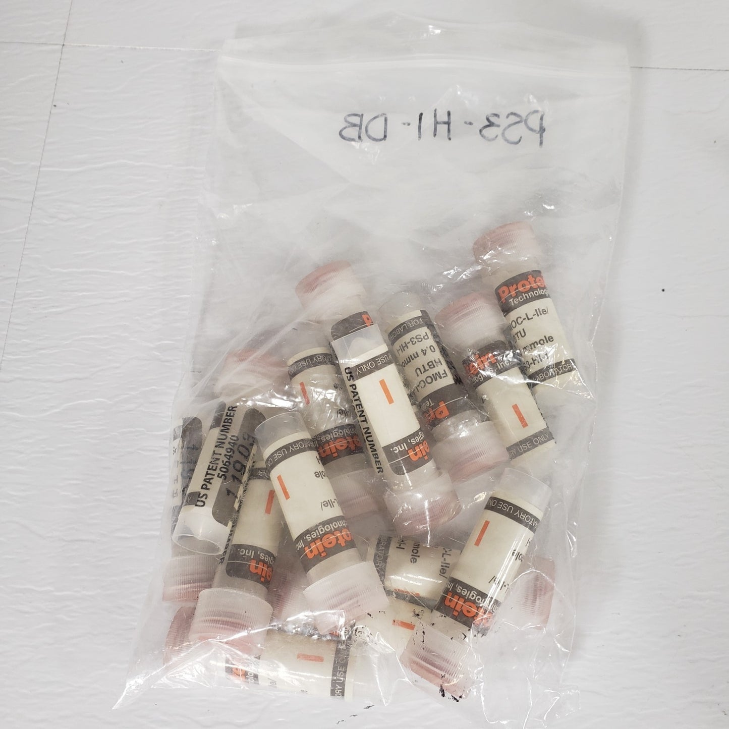 PROTEIN TECH. Assorted Alphabetized Polypropylene Vials For PS3 Peptide System