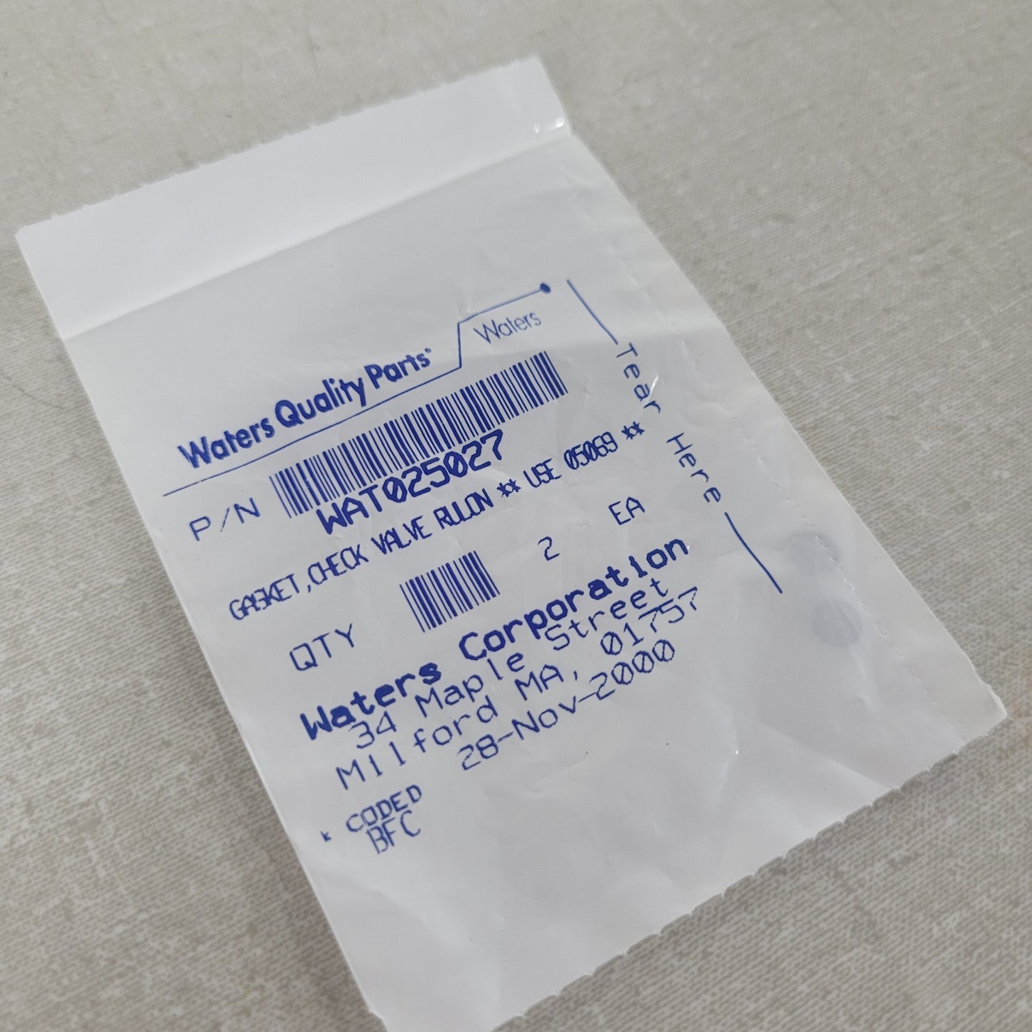 WATERS WAT025027 Rulon Outlet Check Valve Gaskets 2-Pack 501 515 600 HPLC