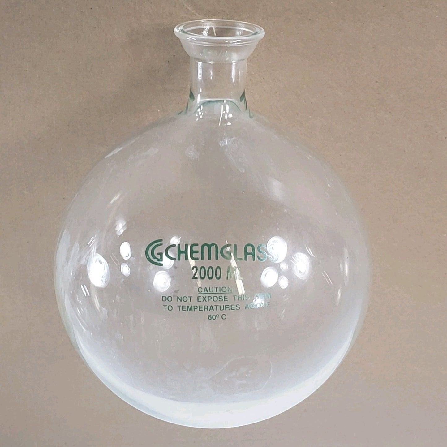 Chemglass CG-1508-12 2000mL Heavy Walled Round Bottom Flask Socket Joint 35/25