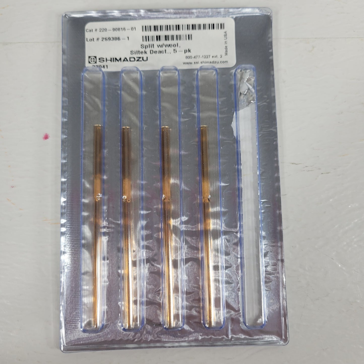 4 Pack Shimadzu 220-90816-01 GC Siltek Deactivated Split Liner with Wool Spl-17