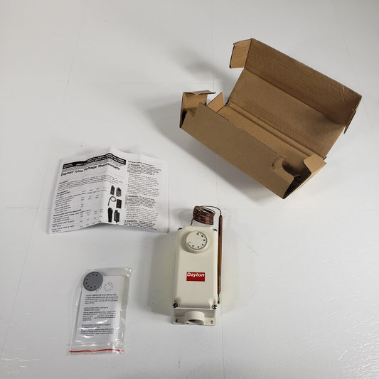 DAYTON 2NNR6 Dial Thermostat with Original User Manual and Celsius Sticker