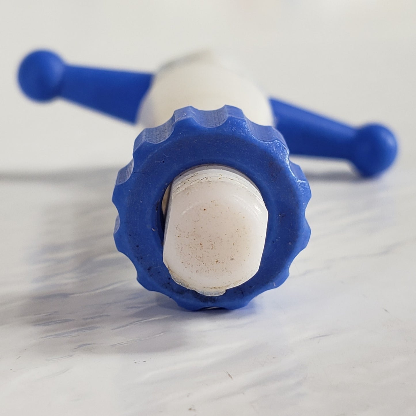 Two PTFE 12.3/24mm 2mm Bore Tapered Stopcocks for Glassware in Labs, Blue