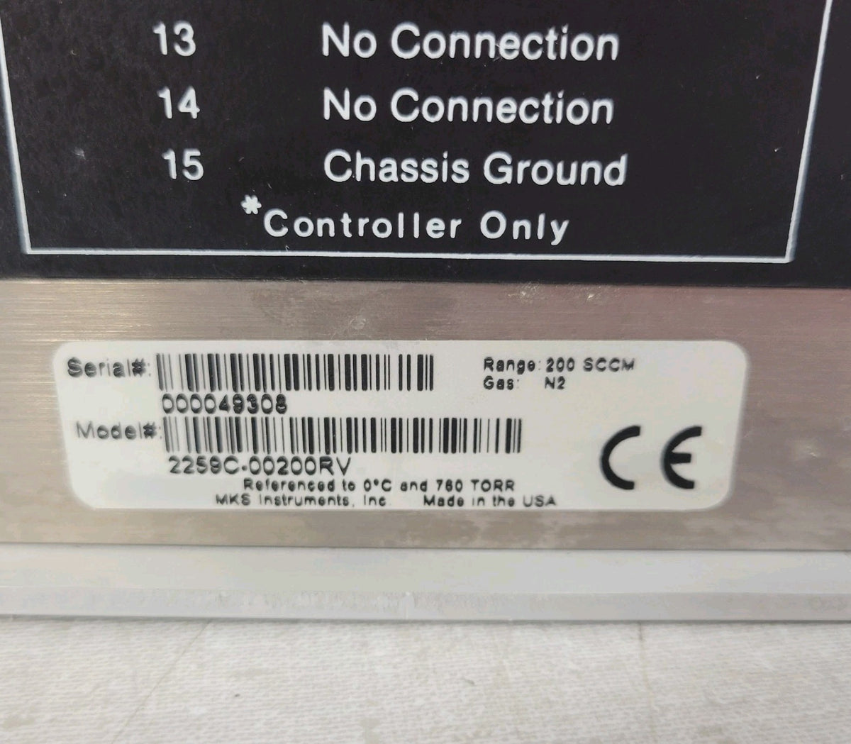MKS 2259C-00200RV 200 SCCM N2 Nitrogen Mass Flow Controller MFC