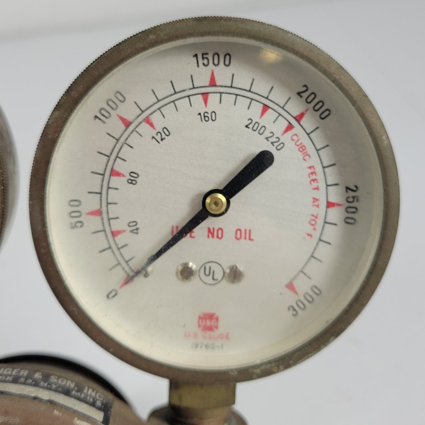 J Nageldinger & Son N-506 Brass Dual Gauge Gas Pressure Regulator Vintage