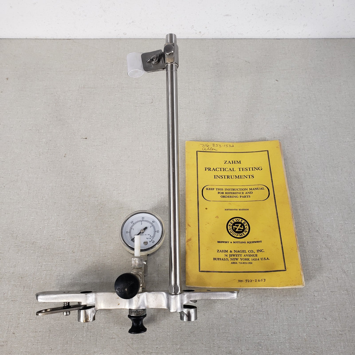Zahm & Nagel CO2 Piercing Device Carbonation Tester Pressure Gauge