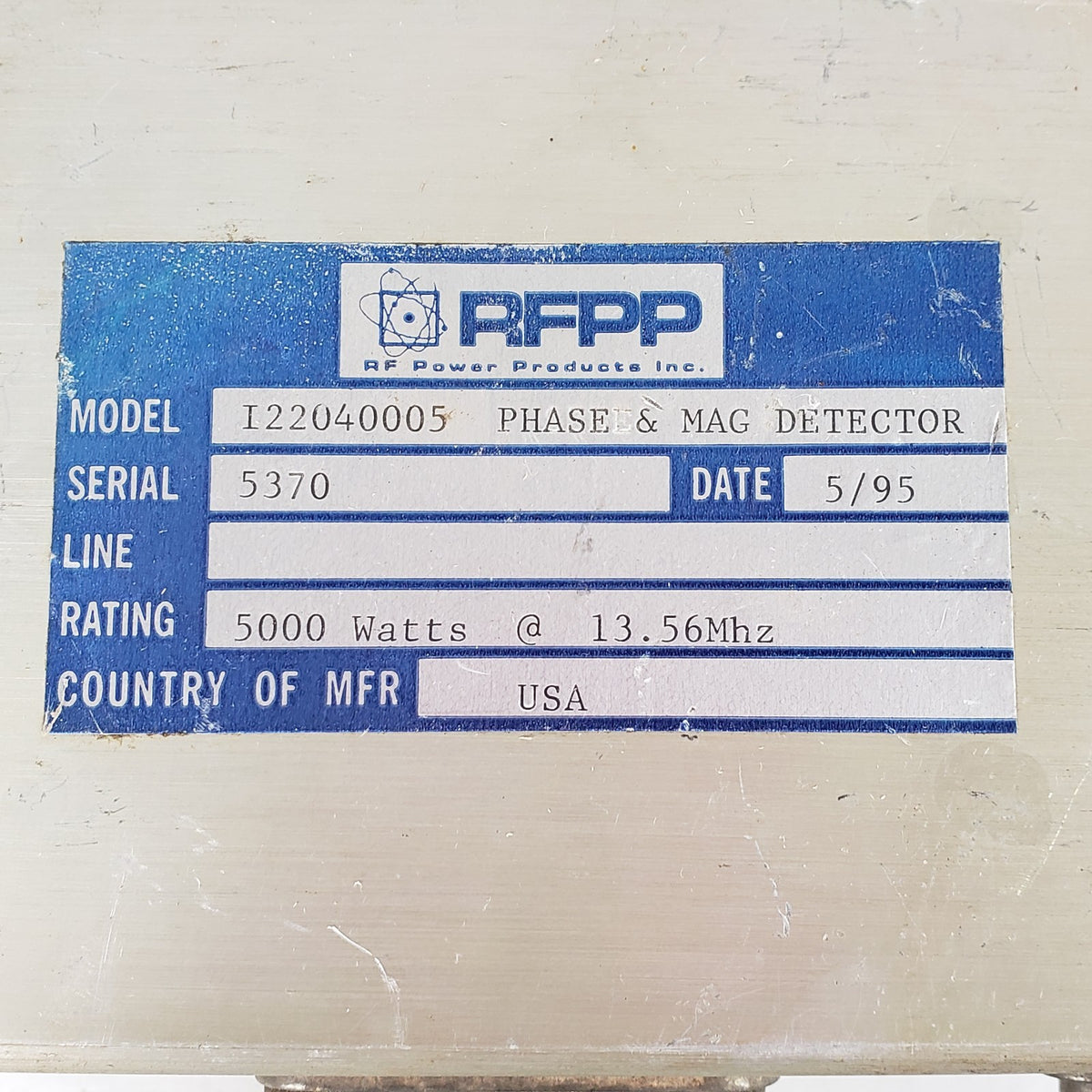 RF Power Products I22040005 5kW 13.56MHz RF Phase Magnitude Detector