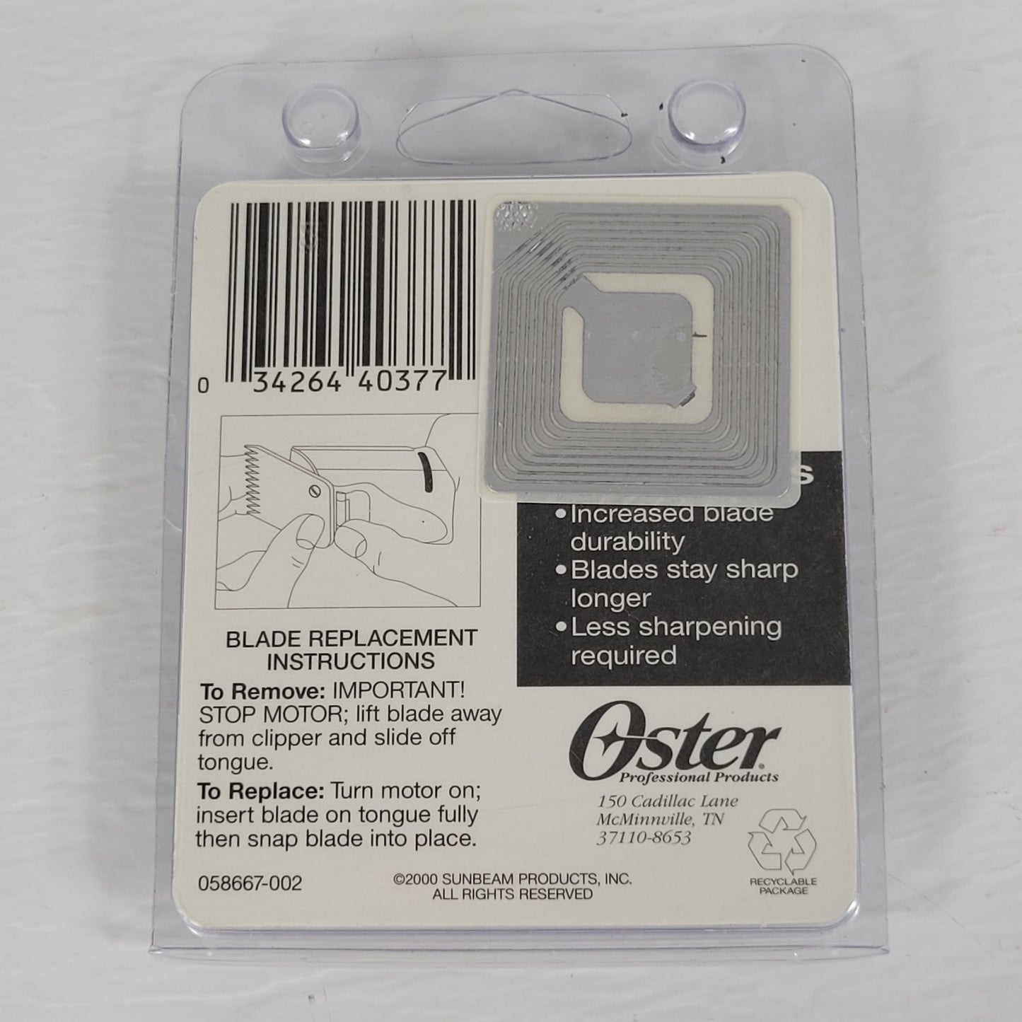 Vintage OSTER CYROTECH 78919-016 Clipper Blade Size 40 (1/100", 0.25mm)