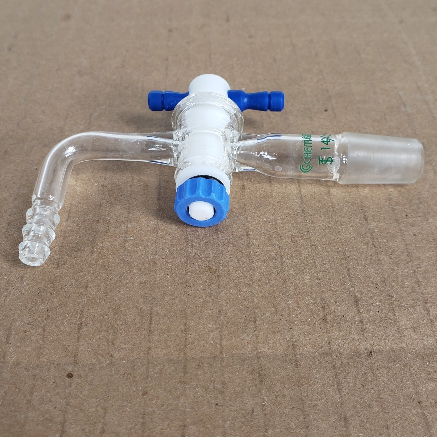 Lot 2 Chemglass CG-1028-14 CG-1030-14 Flow Control Adapters 14/20 Hose