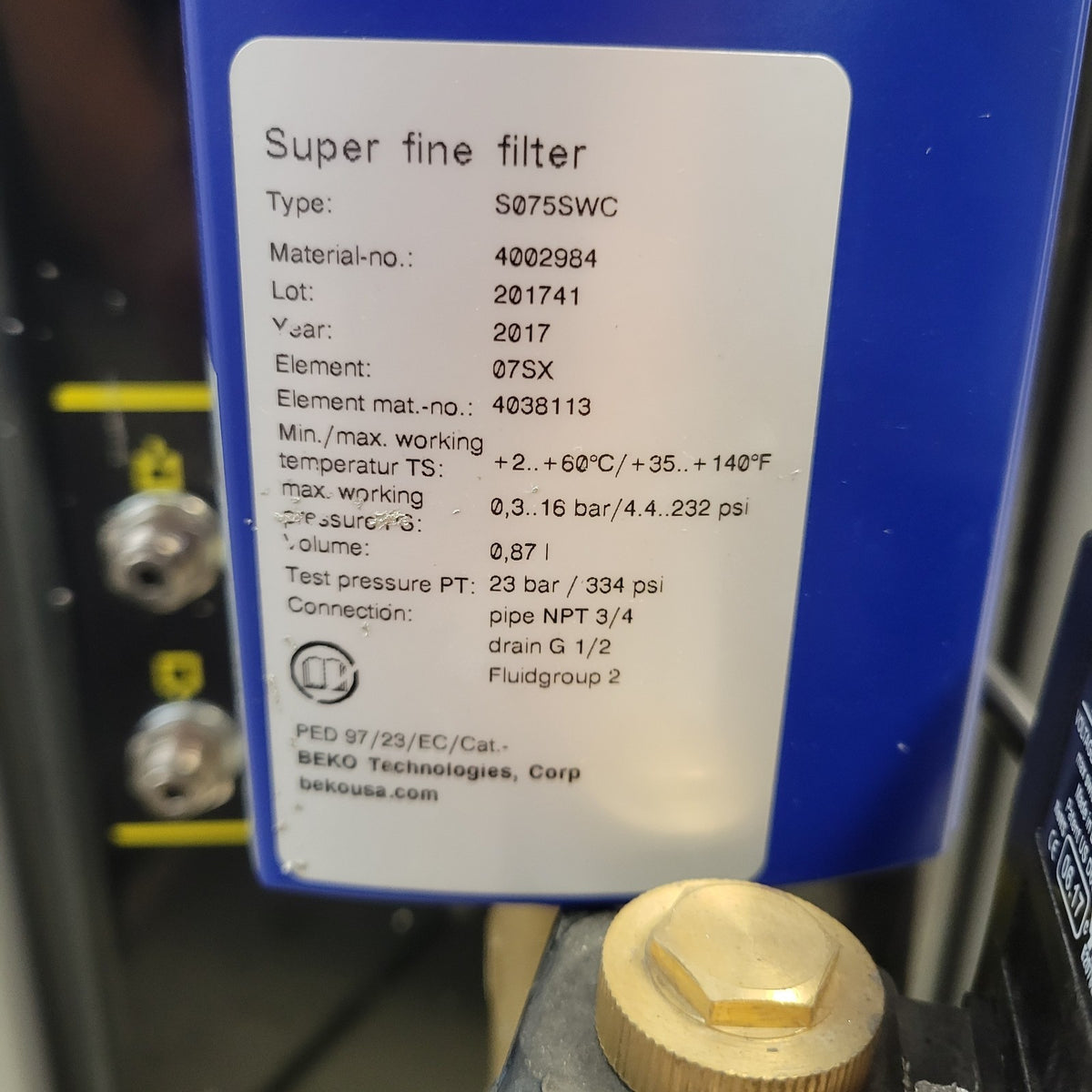 Sullivan Palatek AA-15 15HP Oil-Free Compressor + SPRF58A-116 BEKO ACC45 Dryers
