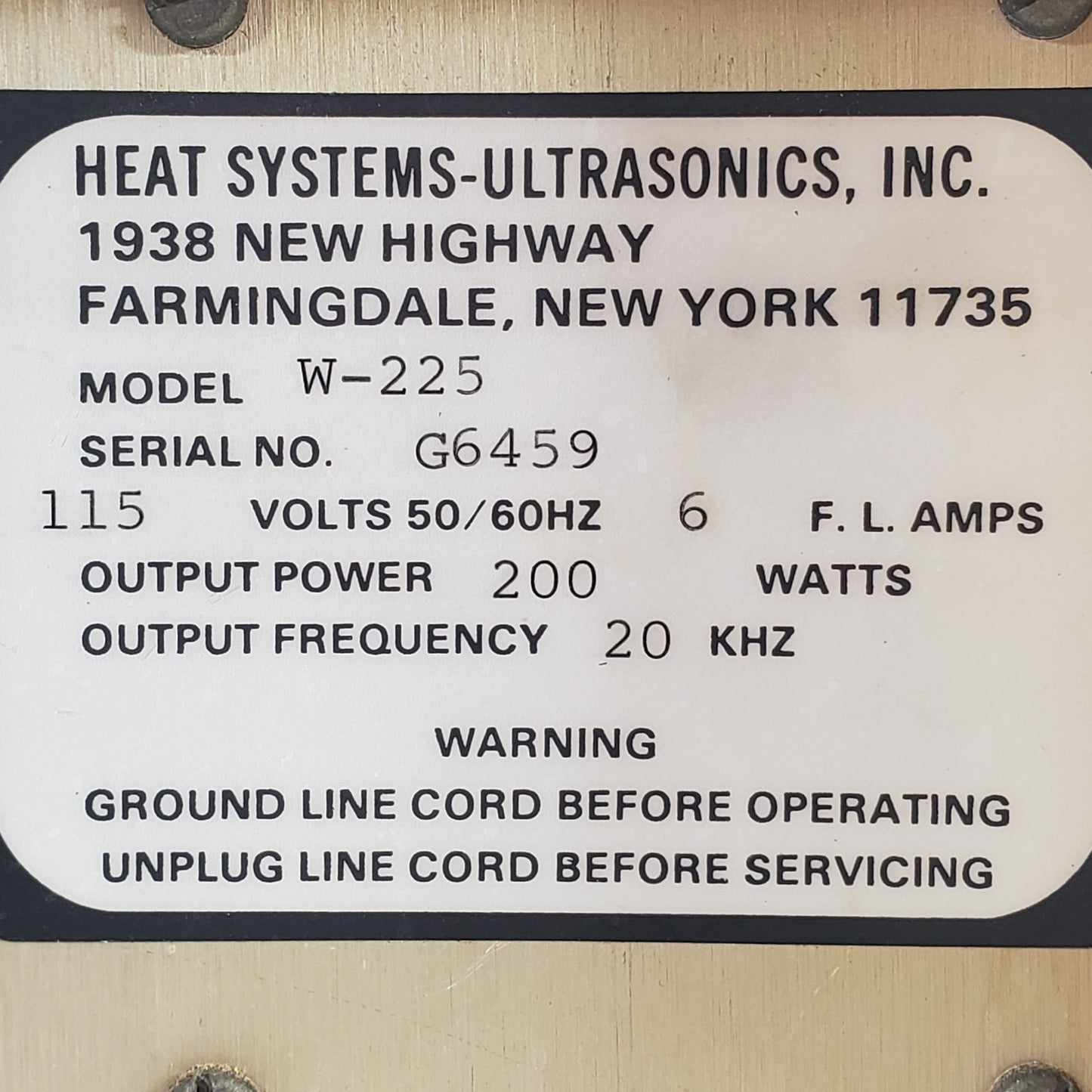 TESTED Heat Systems W-225 Sonicator Ultrasonic Processor 200W 20kHz Pulse