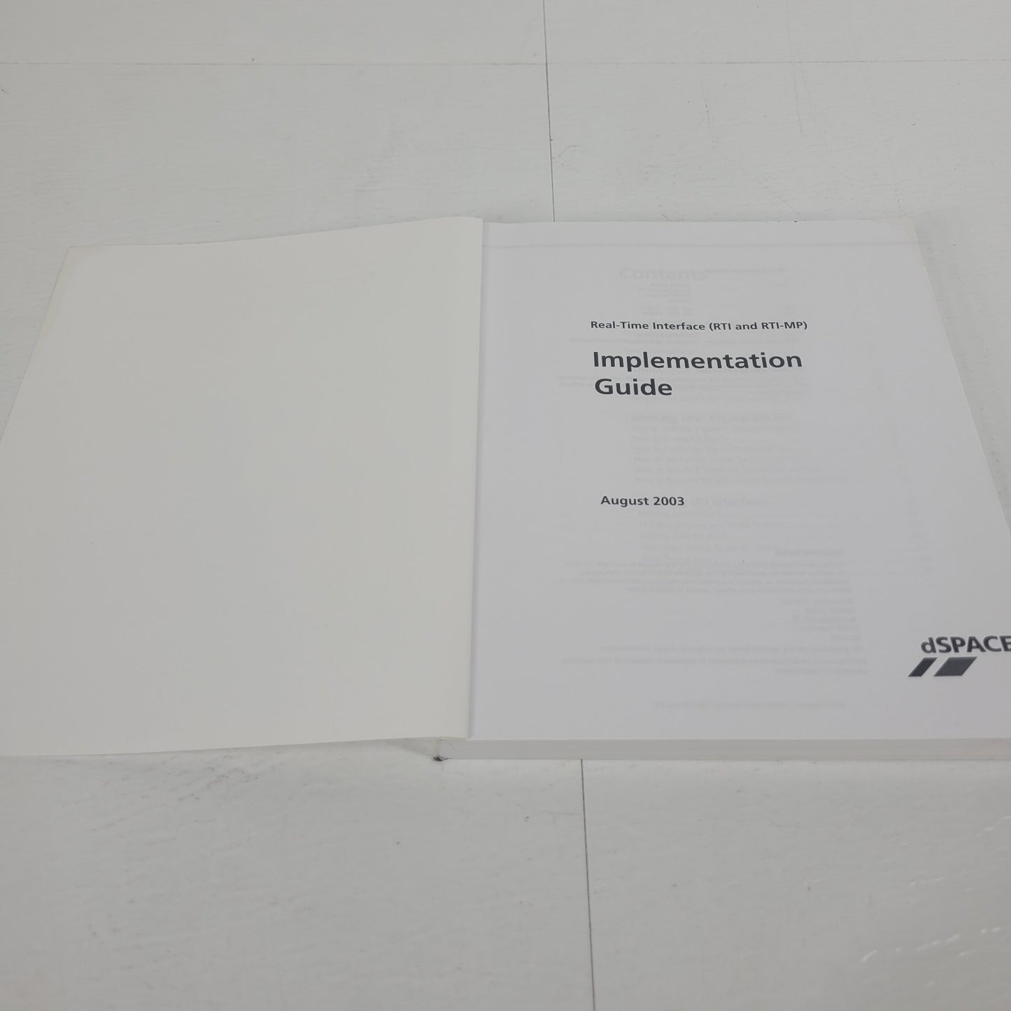 dSPACE RTI RTI-MP Real-Time Interface Implementation Guide Release 4.0 2003