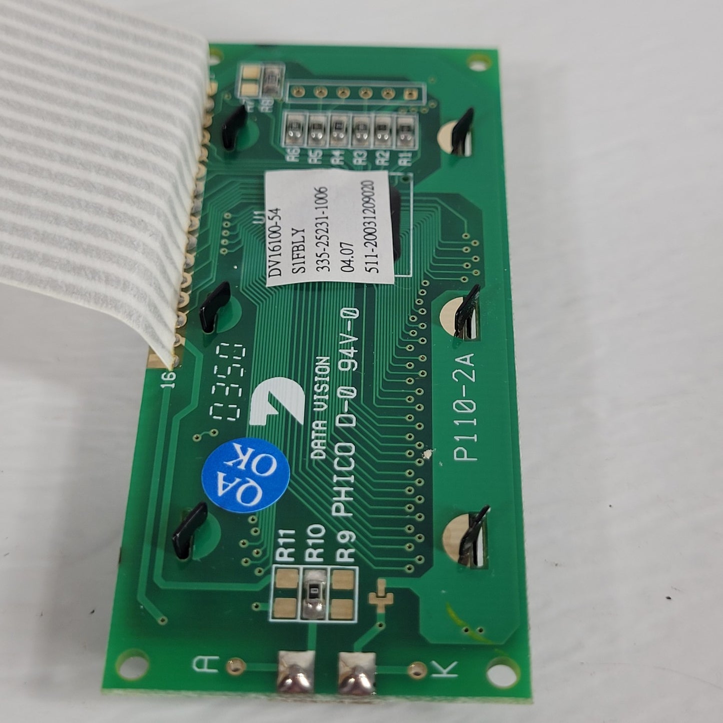 Data Vision DV16100-54 S1FBLY 16x1 Character LCD Module Yellow Green Backlight