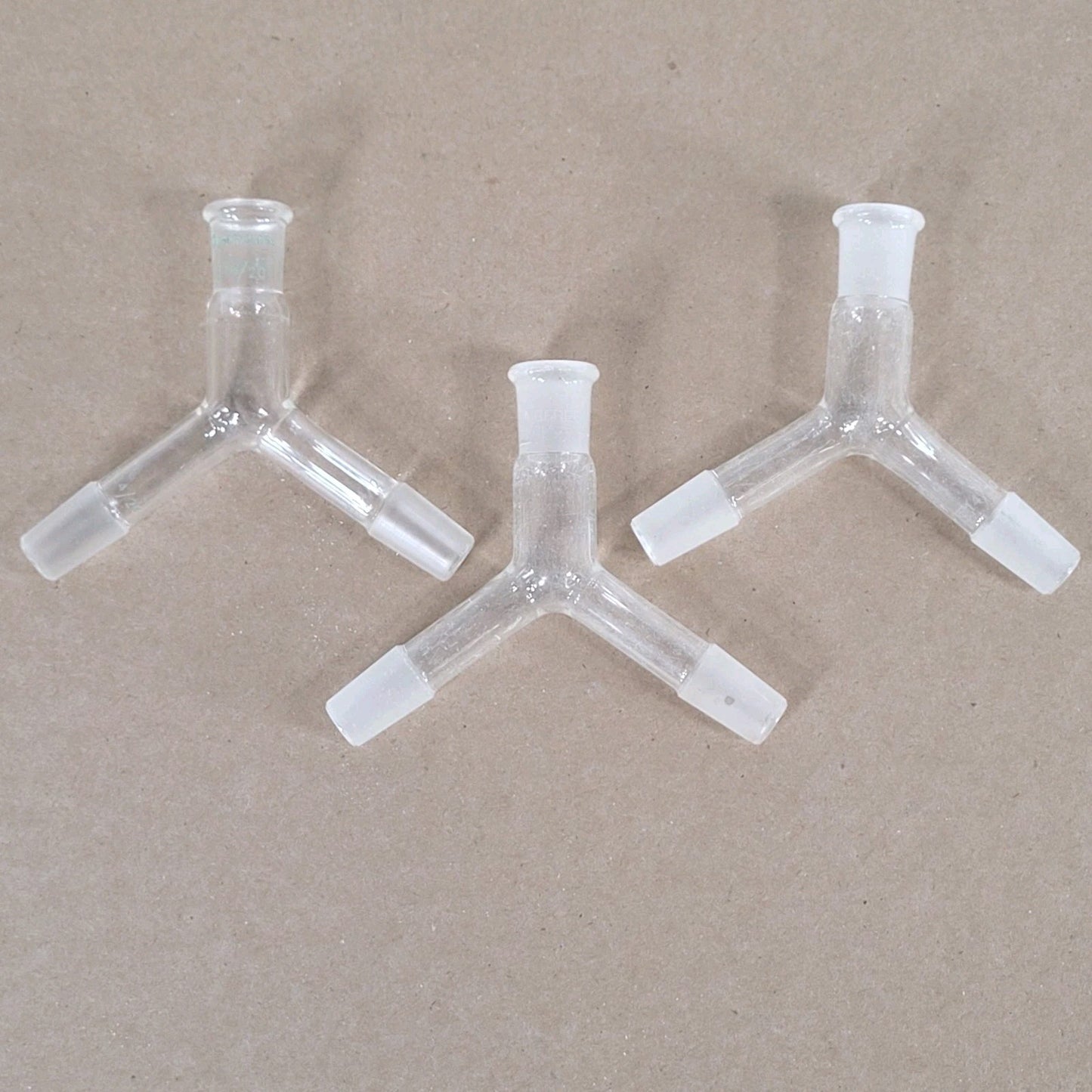 Lot of 3 Chemglass AF-0502-01 Airfree Schlenk 3-Way Adapters 14/20