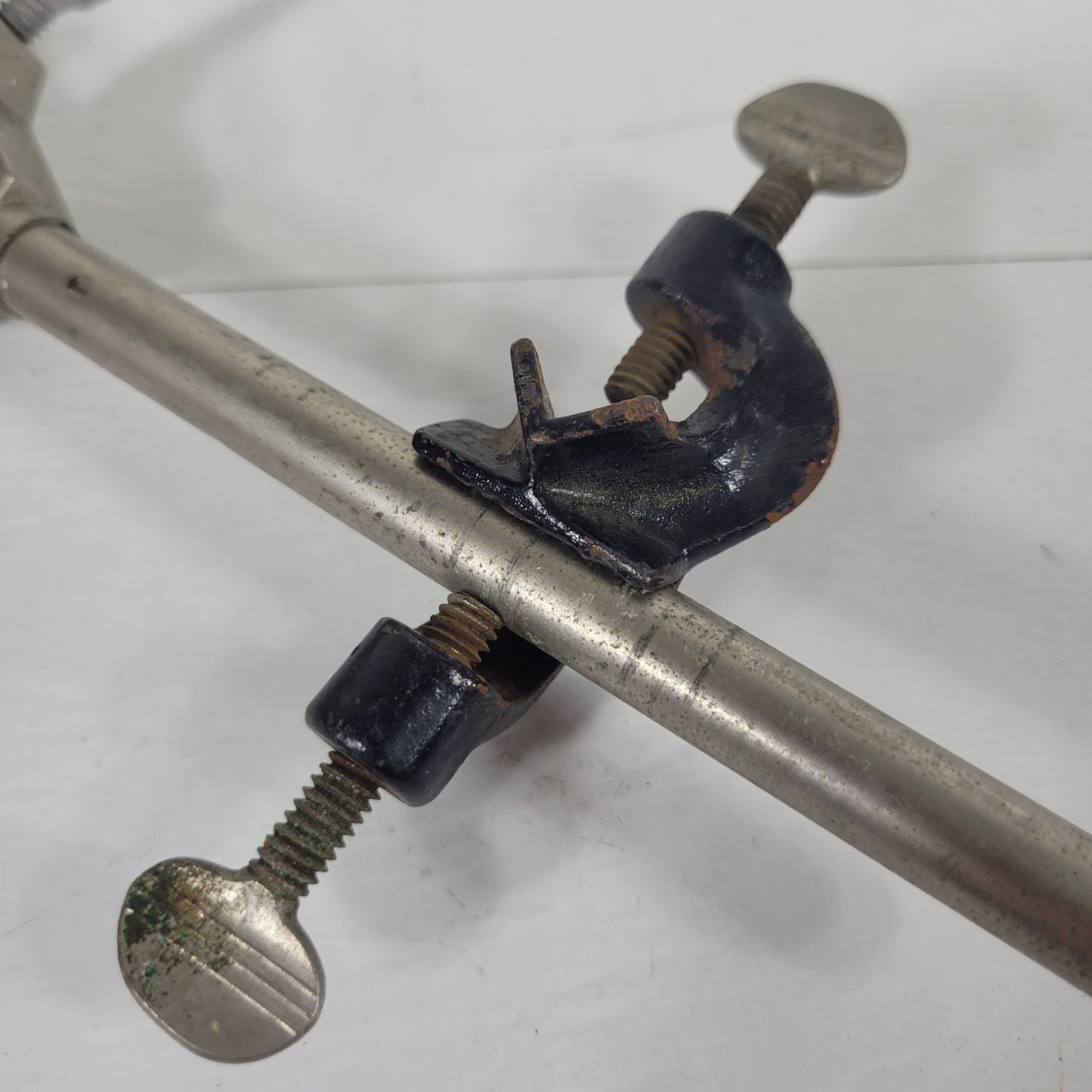 Lot of 2 Fisher Castaloy-R Adjustable 3-Prong Lab Clamps w/ Holders
