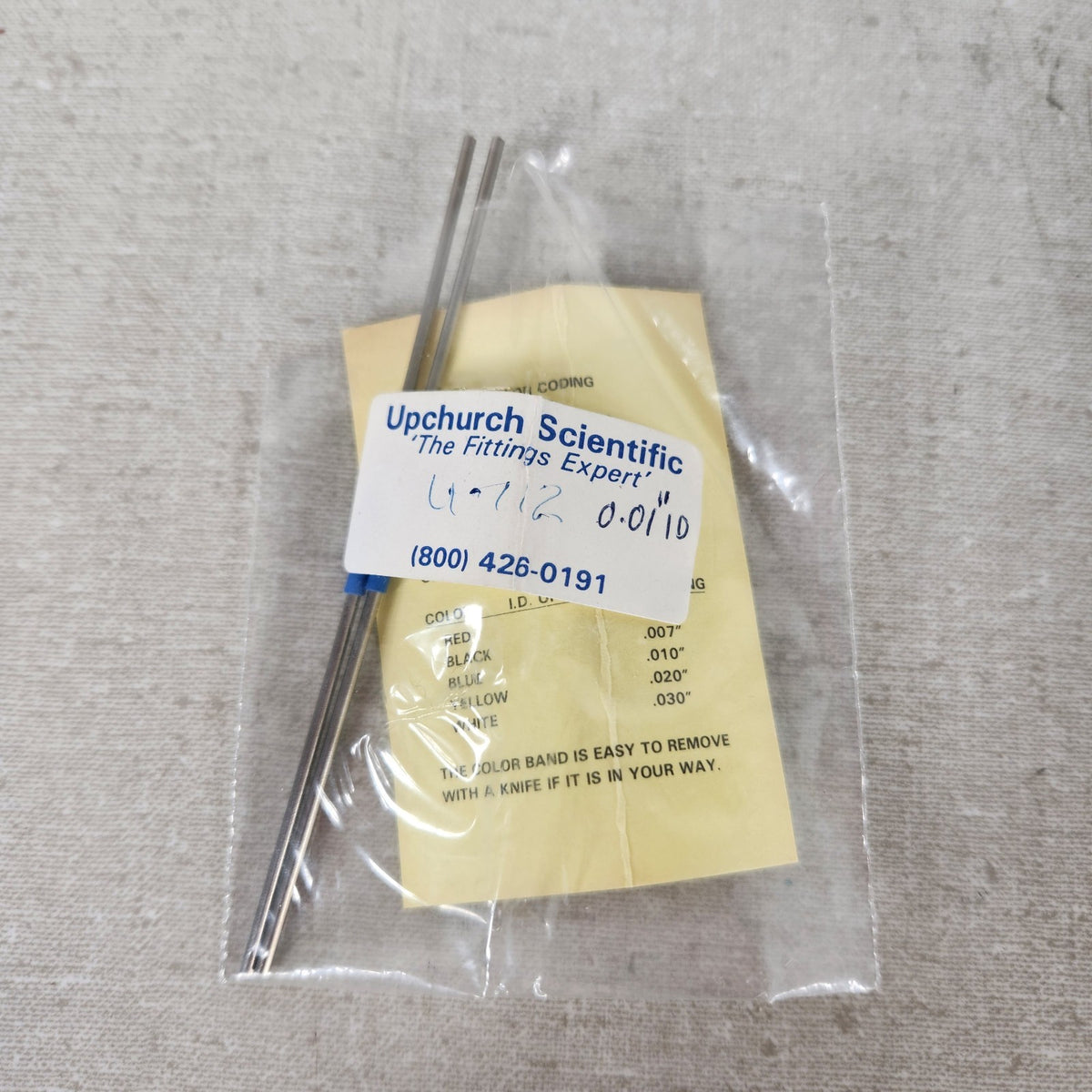 2x Upchurch Scientific U-112 1/16in OD .010in ID 10cm 316SS HPLC Tubing