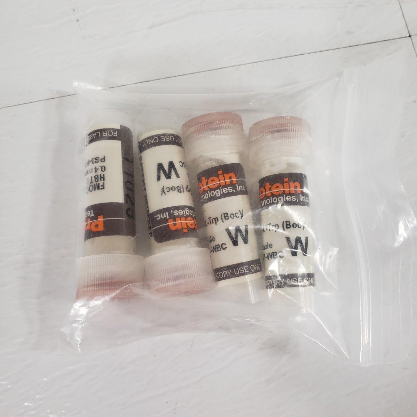 PROTEIN TECH. Assorted Alphabetized Polypropylene Vials For PS3 Peptide System