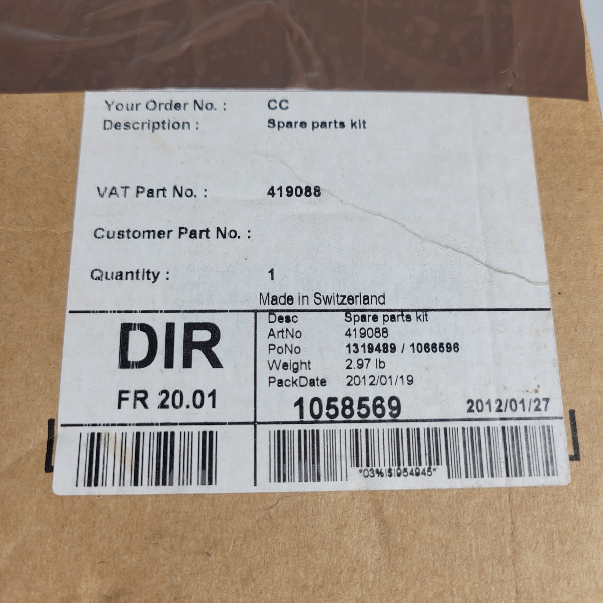 VAT 419088 DN200 Series 14 High Vacuum Gate Valve Spare Parts Kit NEW