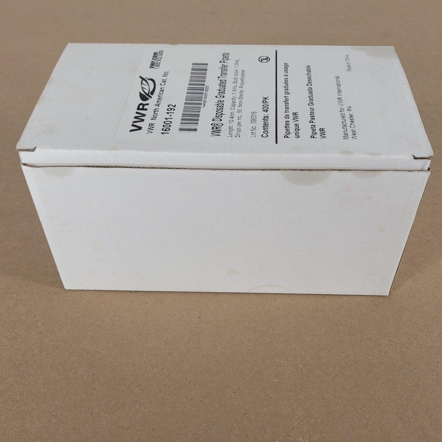 VWR 16001-192 Disposable Polyethylene 1.5mL Transfer Pipettes Box of 400