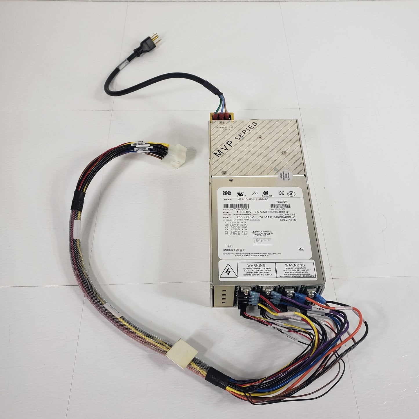 ASTEC MP4-1D-1E-4LL-4NN-00 6-Output Modular Power Supply 400W/600W