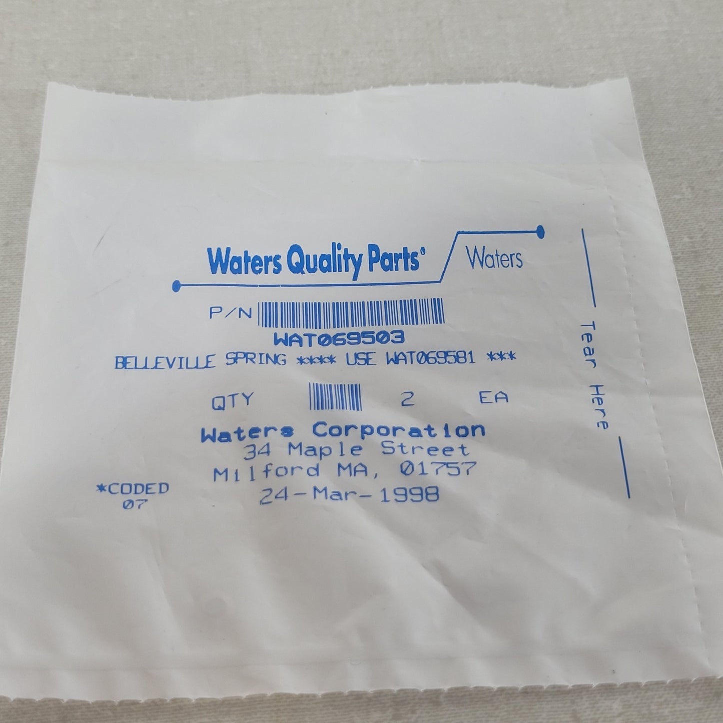 Waters WAT069503 700003080 Belleville Spring Washers .25x.125 HPLC Lot of 2
