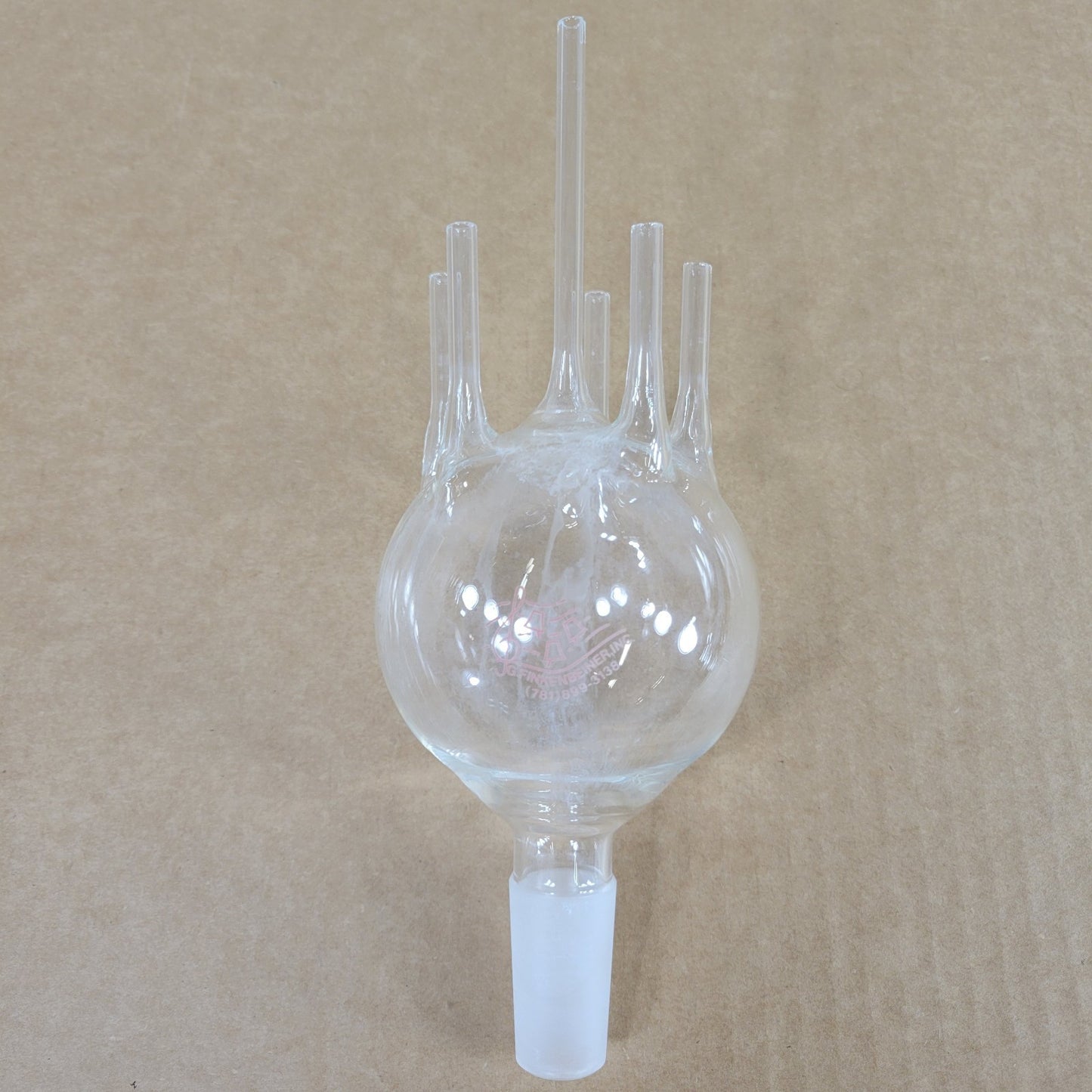 G. Finkenbeiner Inc. Custom Distillation Flask 5-1/4" OD Top Inlets 24/40 Bottom