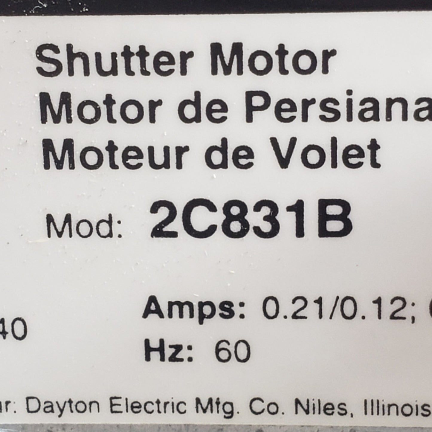 Dayton 2C831B Wall Ceiling Shutter Motor Kit 120/240V Exhaust Damper Louver