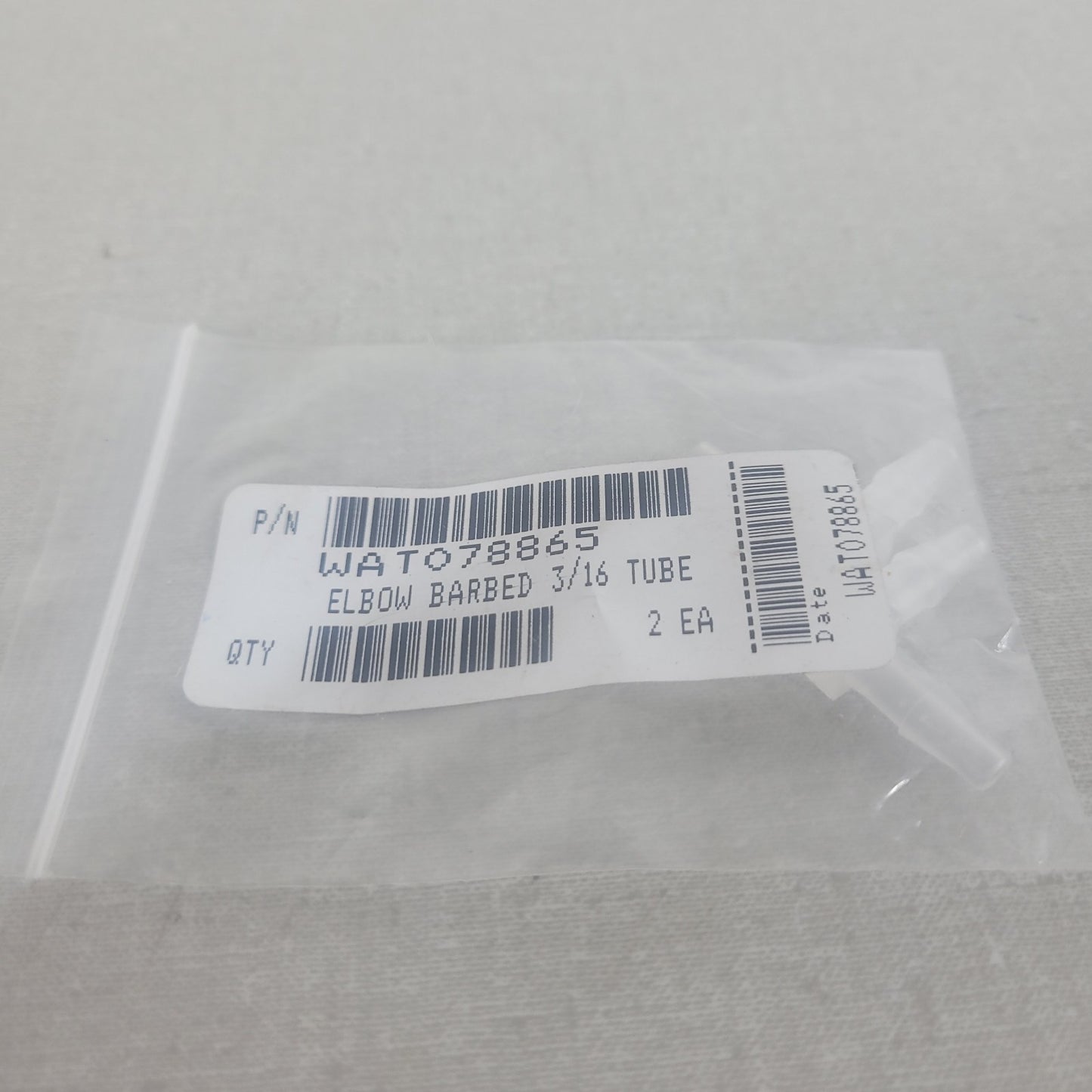 Waters WAT078865 3/16in Plastic Barbed Tube Elbow Fittings HPLC Lot of 2