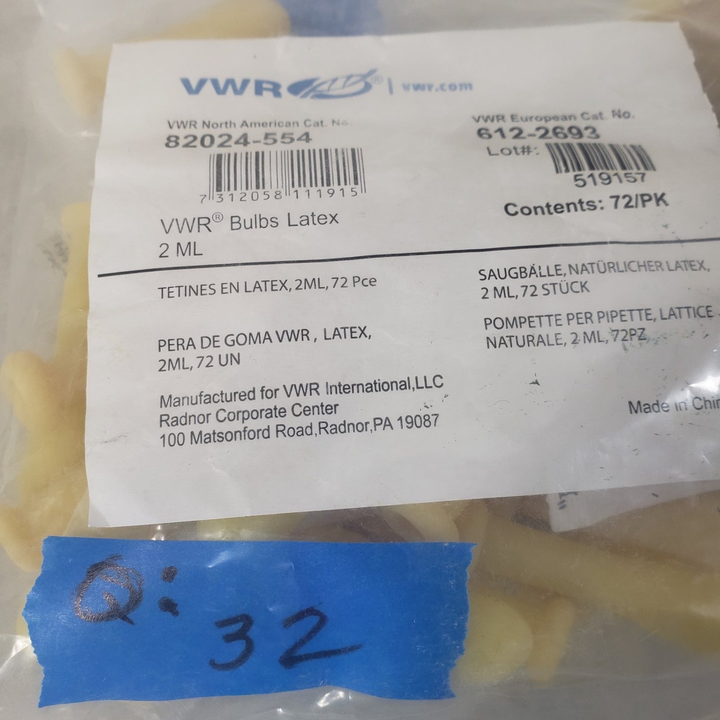 VWR Small Latex Pipette Bulbs 1mL & 2mL Mixed Lot of 94 Pasteur Dropper Bulbs