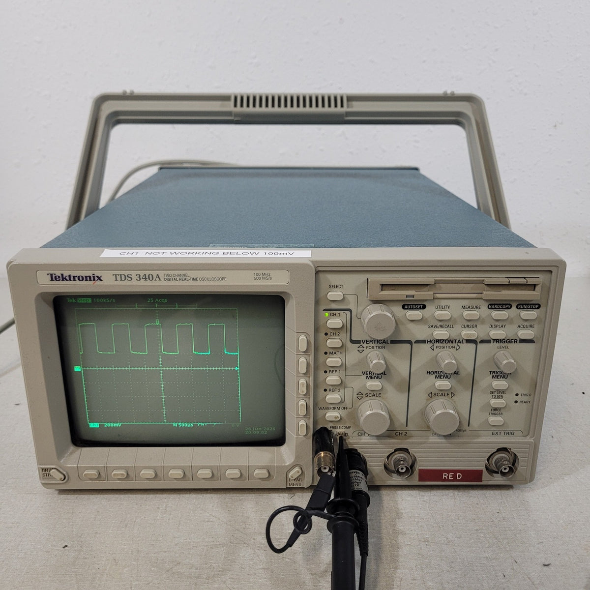READ DESC Tektronix TDS340A 100MHz 500MS/s 2CH Digital Storage Oscilloscope