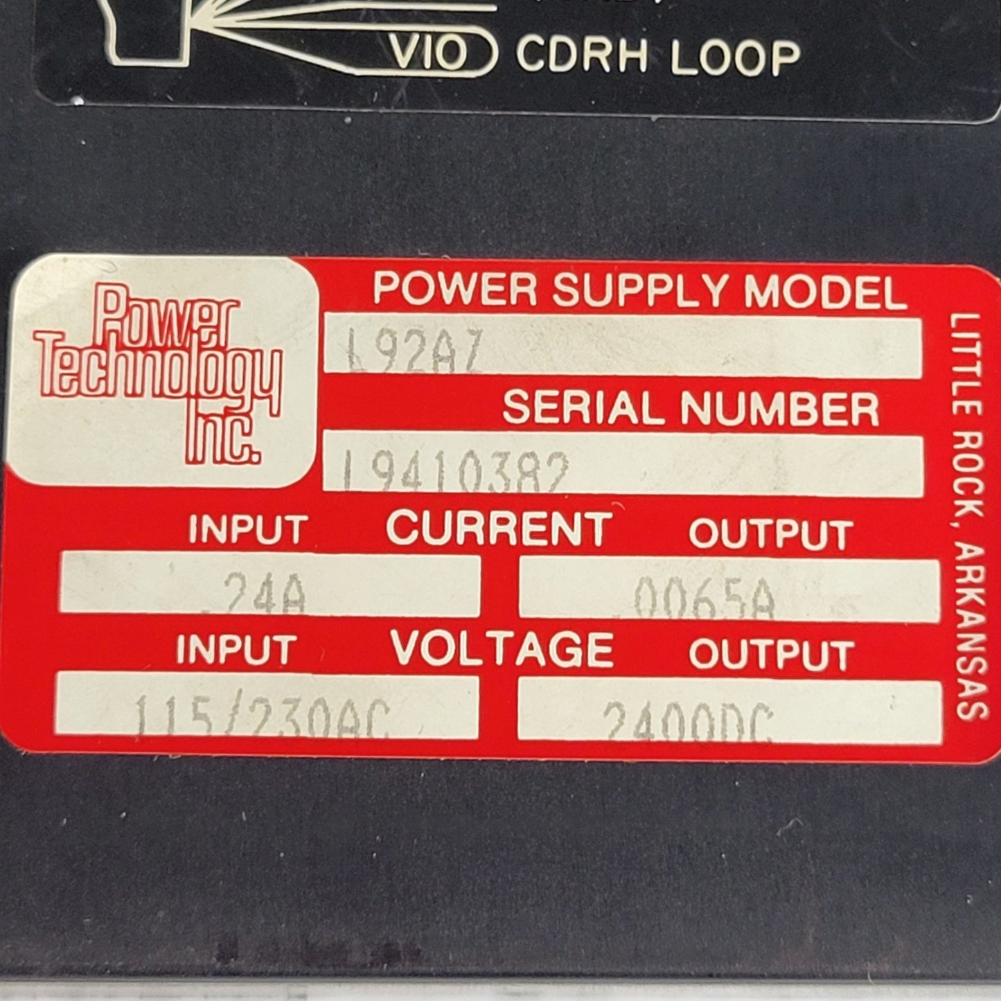 POWER TECH Power Supply L92AZ, .24A In, .0065A Out, 115/230 VAC In, 2400VDC Out