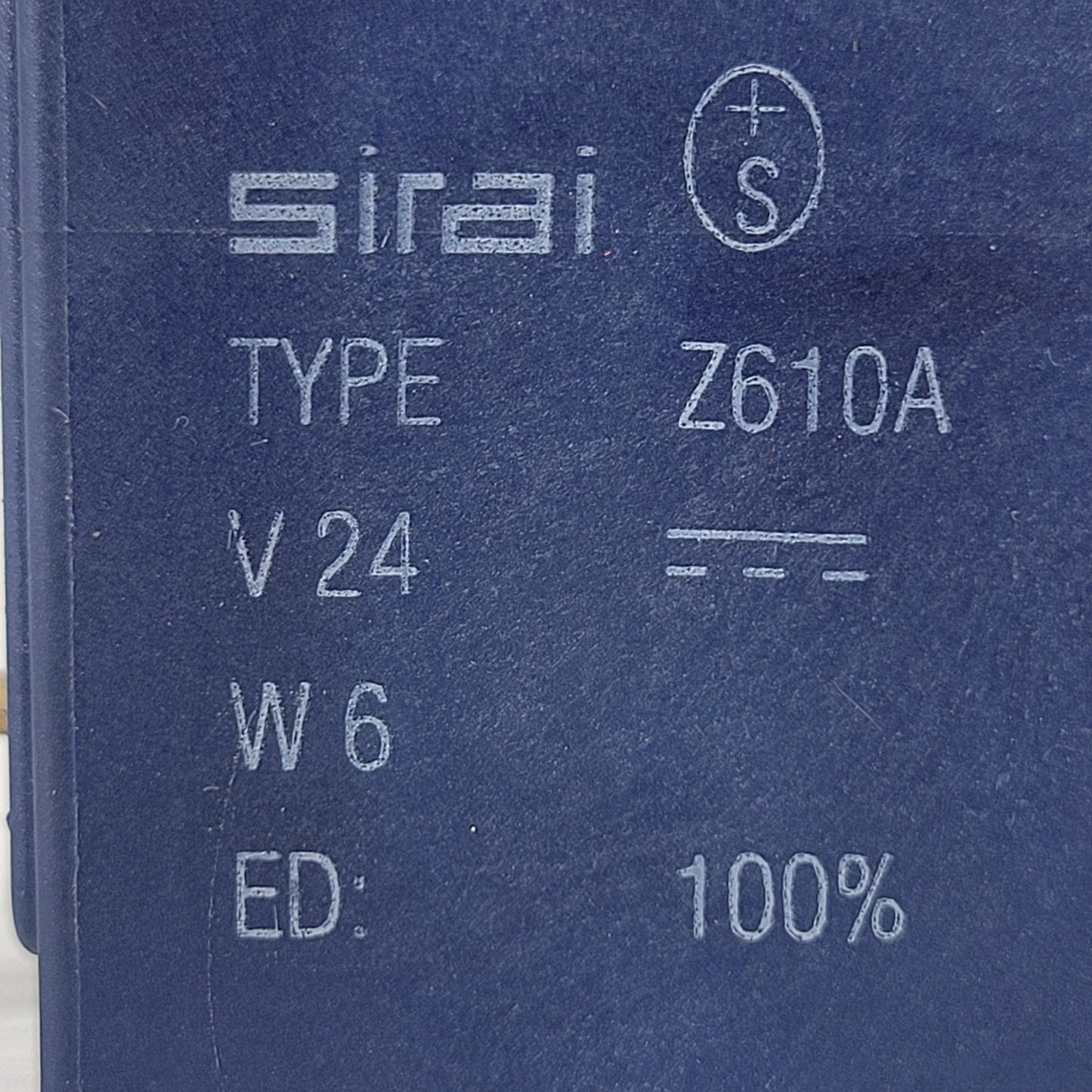 SIRAI Model Z610A 24VDC Solenoid Valve Coil; Used, Good Condition