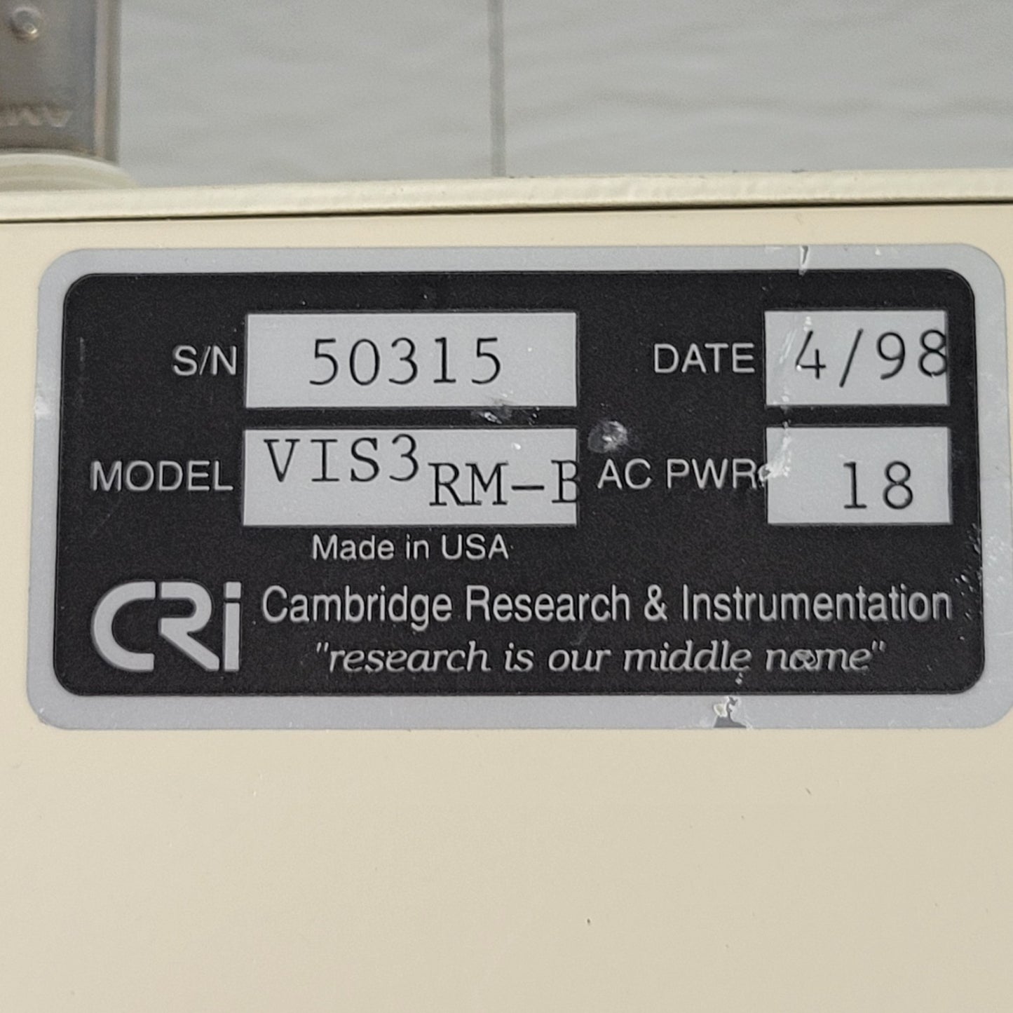 CRi VIS3RM-B VariSpec LCTF Filter Controller Optics RS-232 18VAC