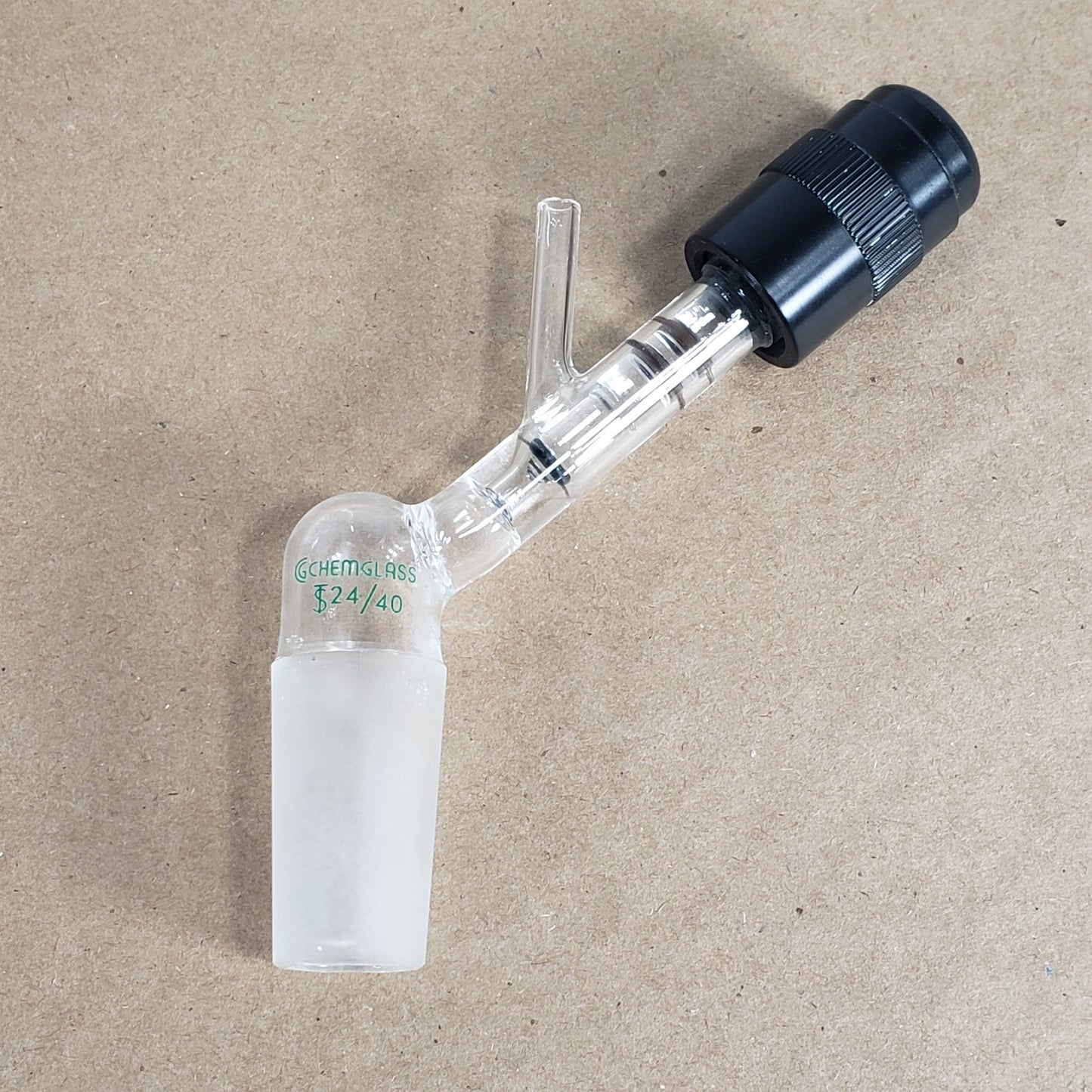 Chemglass AF-0501-02 Airfree Schlenk Adapter 24/40 Chem-Cap Valve